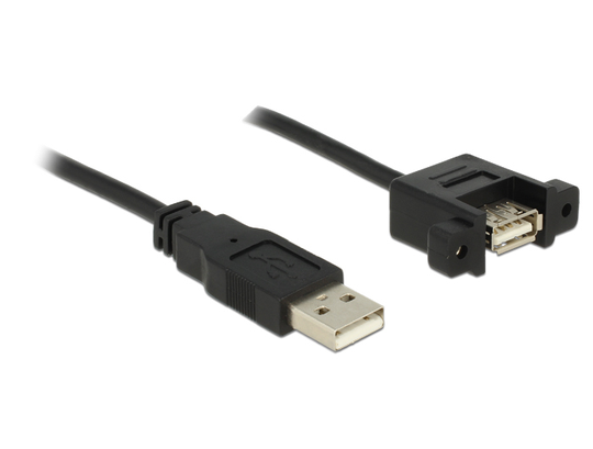 DeLOCK USB 2.0-kaapeli Paneeliasennukseen, 2xUSB Typ A Naaras, 1m, Musta