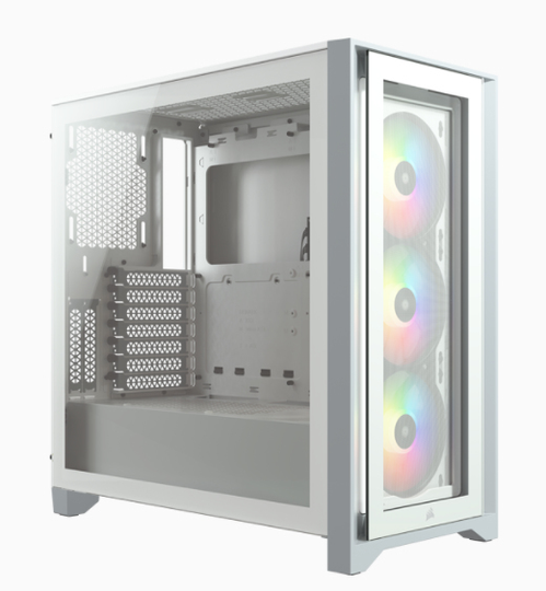 CORSAIR ICUE 4000X Temp Glass Mid White