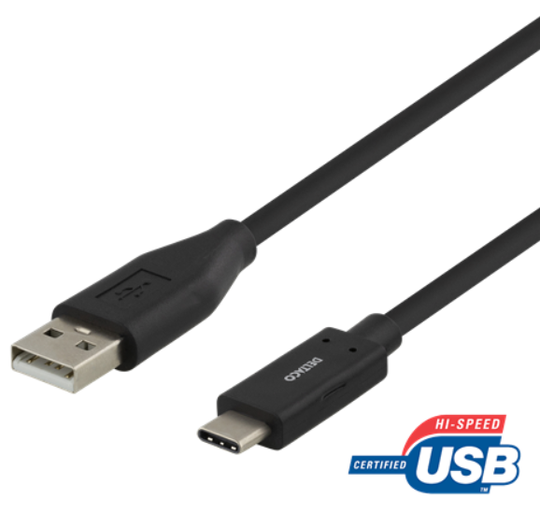DELTACO USB-C - USB-A-kaapeli 1 5 m 3 A USB 2.0 musta