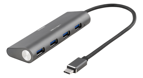 4-porttinen USB-hubi, 18 W 3,6 A, USB 3.1 Gen 1, 1 X USB-C Uros, 4 X USB-A Naaras, GL3520-piirisarja