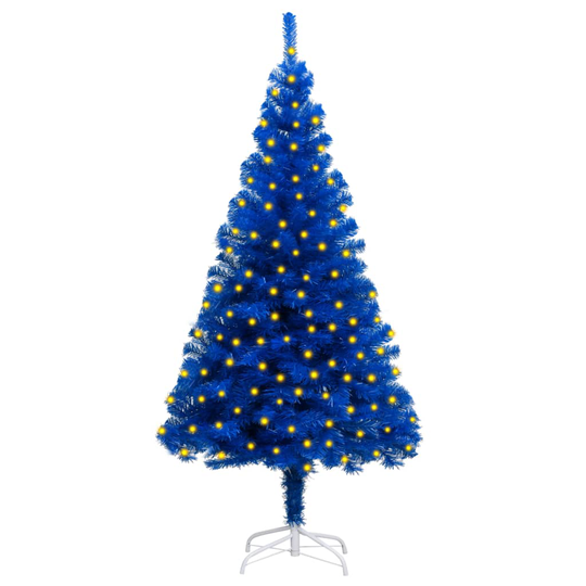 vidaXL Tekojoulukuusi LED-valoilla ja jalustalla sininen 180 cm PVC