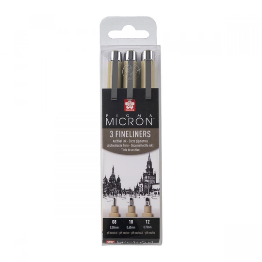 Sakura Pigma Micron Fineliners 3 kpl Leveä