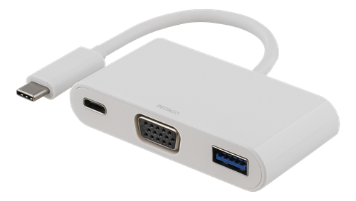 Sovitin USB-C - VGA Ja USB Type A, USB-C-naarasliitäntä Lataamista Varten, 60 W, 1080p, 5 Gb/s, Va