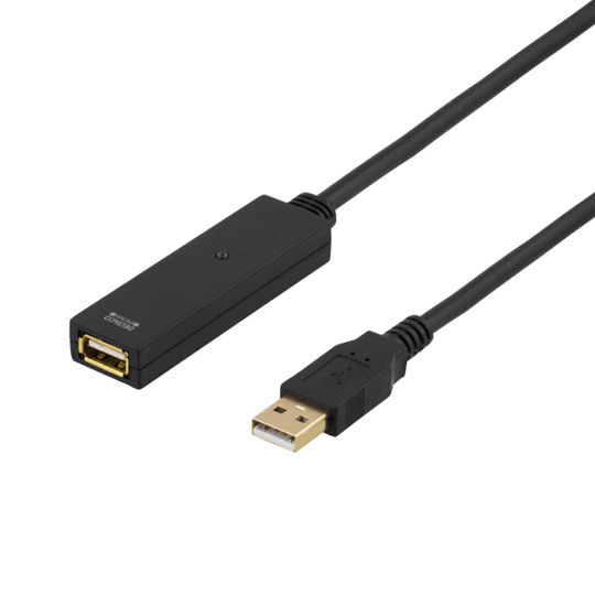 PRIME USB 2.0 Jatkokaapeli, Aktiivinen, Tyyppi A Uros - Tyyppi A Naaras, 15m, Musta