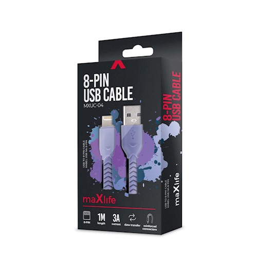 Maxlife MXUC-04 USB - Lightning Kaapeli 1m 3A - Violetti