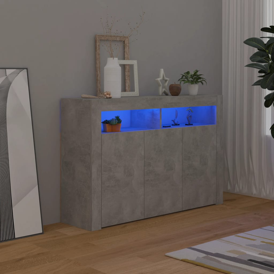 vidaXL Senkki LED-valoilla betoninharmaa 115,5x30x75 cm