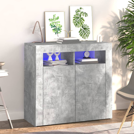 vidaXL Senkki LED-valoilla betoninharmaa 80x35x75 cm