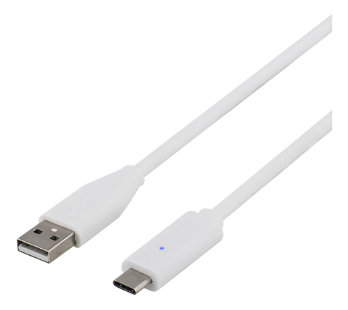 DELTACO USB 2.0 kaapeli Tyyppi C - Tyyppi A ur 1m valkoinen