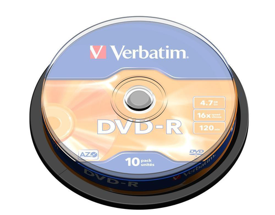 DVD-R, 16x, 4.7 GB/120 Min, 10-pack Spindel, AZO