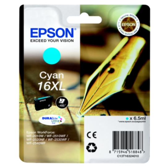 Epson 16XL Mustepatruuna syaani, 450 sivua