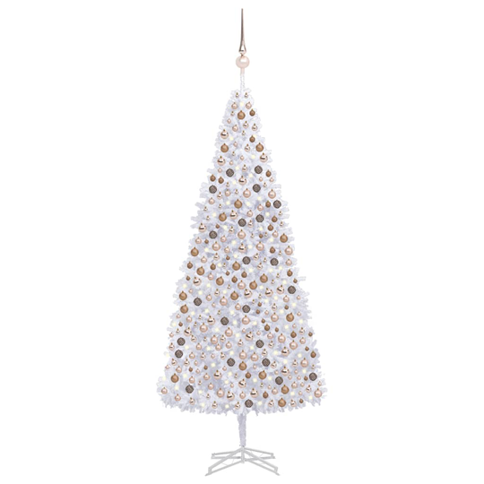 vidaXL Tekojoulukuusi LED-valoilla ja palloilla 500 cm valkoinen