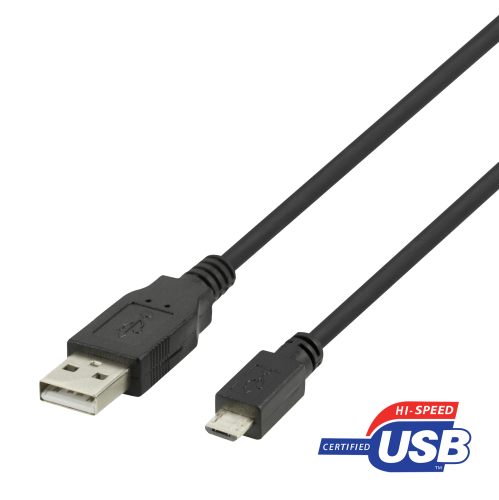 USB 2.0 Micro B Cable, 2.4A, 1m Black