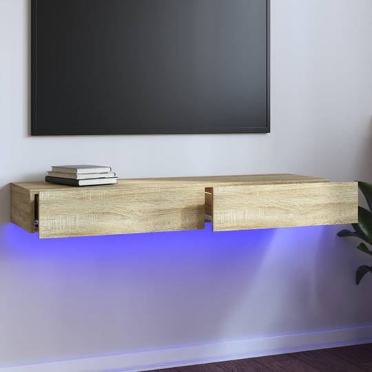 vidaXL TV-taso LED-valoilla Sonoma tammi 120x35x15,5 cm