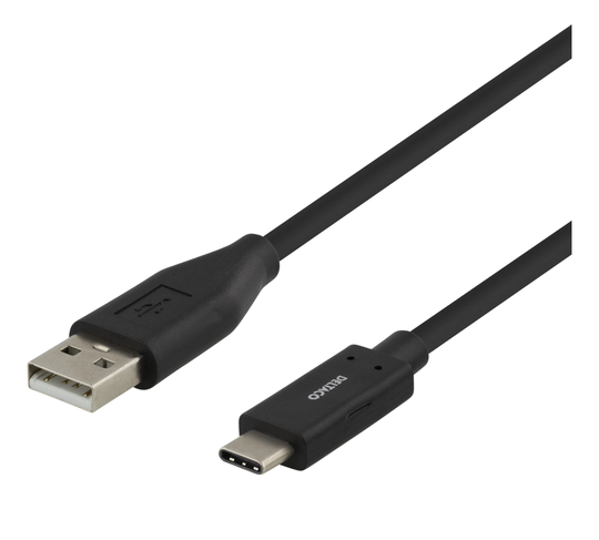 USB-C - USB-A-kaapeli, 1,5 M, 3 A, USB 2.0, Musta