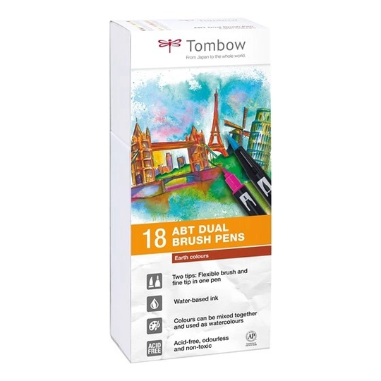Tombow ABT Dual Brush Pen 18-setti Earth
