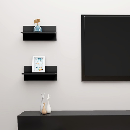 vidaXL Seinähyllyt 2 kpl musta 40x11,5x18 cm lastulevy