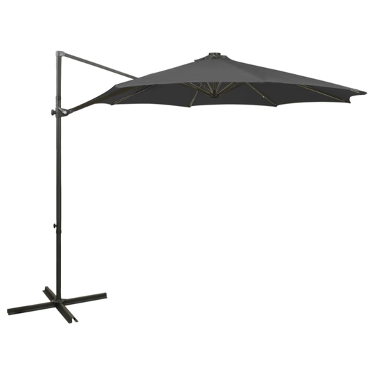 vidaXL Riippuva aurinkovarjo tangolla ja LED-valoilla antras. 300 cm
