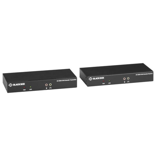 BLACK BOX KVX SERIES KVM EXTENDER OVER CATX - 4K, SINGLE-HEAD, HDMI, USB 2.0, SERIAL, AUDIO, LOCAL V