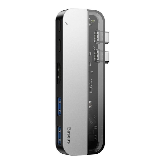 Baseus Transparent 5in1 Type-C HUB Adapteri harmaa