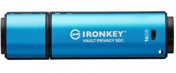 KINGSTON 16GB USB-C IRONKEY VAULT PRIVACY 50C AES-256 ENCRYPTED, FIPS 197