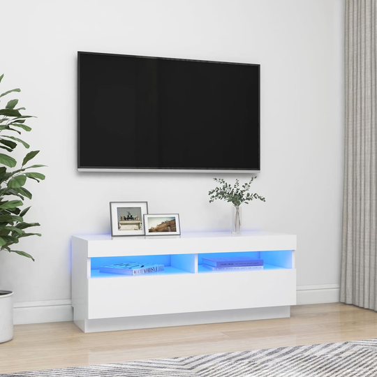 vidaXL TV-taso LED-valoilla valkoinen 100x35x40 cm