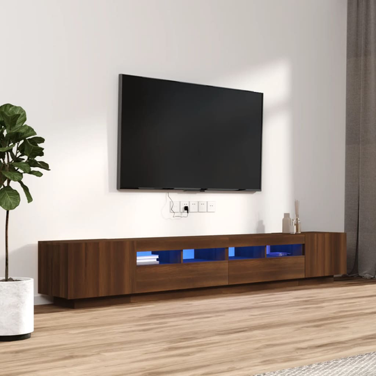 vidaXL 3-osainen TV-kaappisarja LED-valoilla ruskea tammi tekninen puu