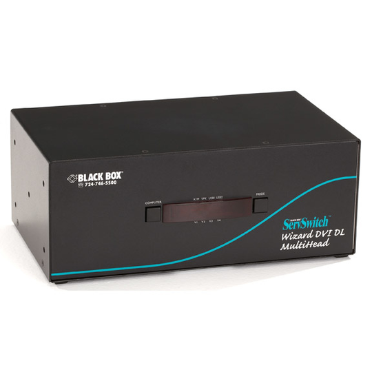 BLACK BOX WIZARD KVM SWITCH - TRI-HEAD, DVI-D DUAL-LINK, USB TRUE EMULATION, AUDIO, 4-PORT