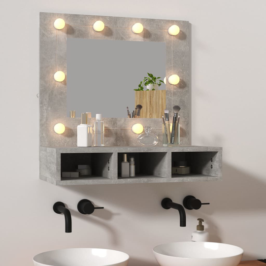 vidaXL Peilikaappi LED-valoilla betoninharmaa 60x31,5x62 cm