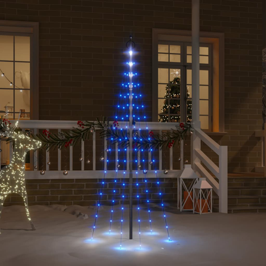 vidaXL Joulukuusi lipputankoon 108 sinistä LED-valoa 180 cm