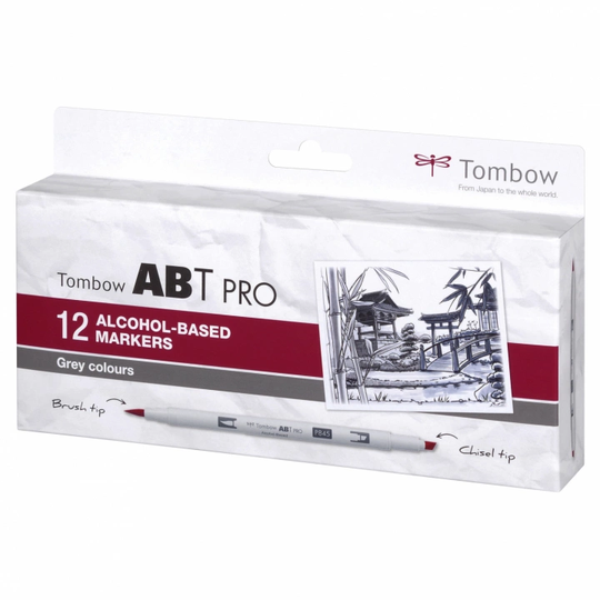 Tombow ABT PRO Dual Brush Pen 12-setti Grey