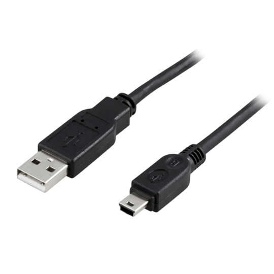DELTACO USB 2.0 kaap,A-type uros - Mini B-type uros,1m,musta