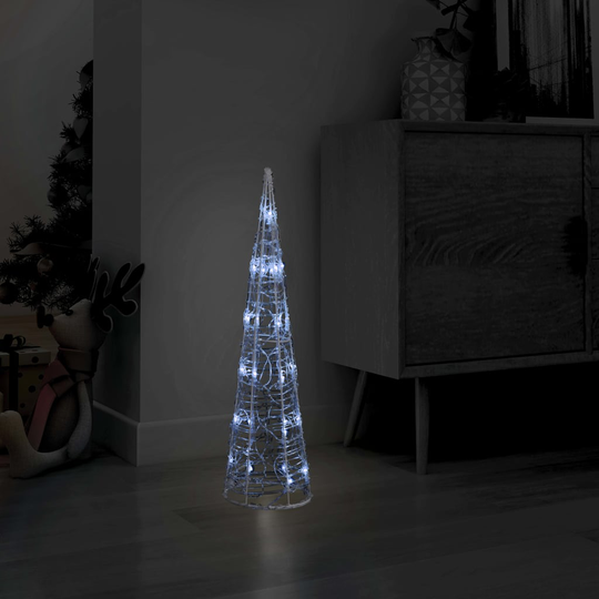 vidaXL LED-koristevalopyramidi kylmä valkoinen akryyli 60 cm
