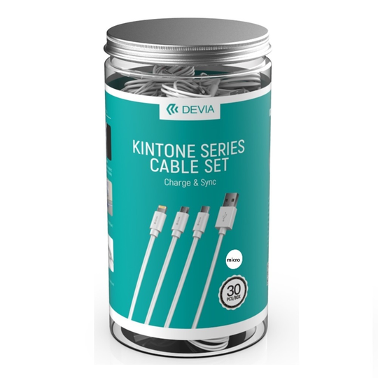 Devia Kintone 30 kpl setti micro-USB-kaapeli valkoinen