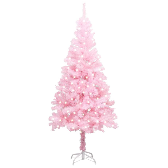 vidaXL Tekojoulukuusi LED-valoilla ja jalustalla pinkki 240 cm PVC