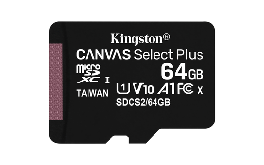 Canvas Select Plus MicroSDXC-muistikortti, 64 GB, Class 10 UHS-I, Sis. Sovittimen, Musta