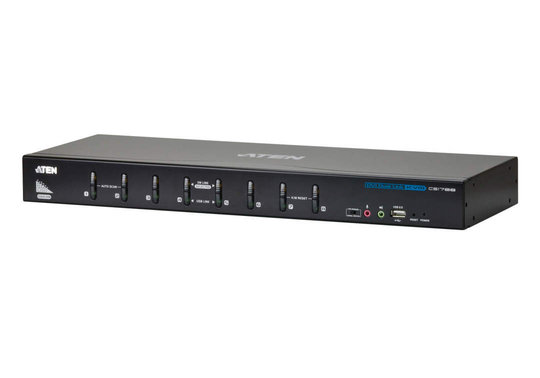KVM Switch, 1 Console Controls 8 Computers, DVI Dual Link / USB, Audio, 2-port USB Hub, Black. Conne