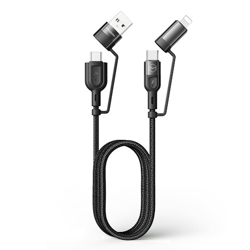 Mcdodo CA-8070 4in1 USB + USB-C - Lightning + USB-C Kaapeli 1 2m 3A PD - Musta