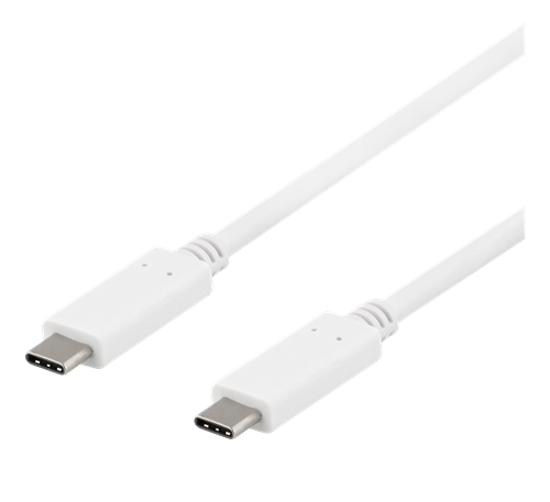 USB-C-kaapeli, 0,5 M, 10 Gbps, 100 W, 5 A, USB 3.1 Gen 2, E-Marker, Valkoinen