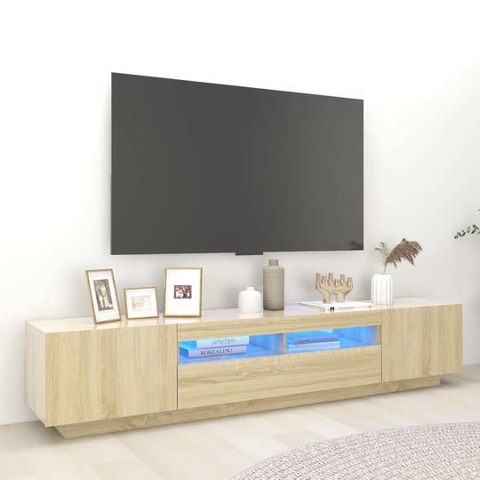 vidaXL TV-taso LED-valoilla Sonoma-tammi 200x35x40 cm