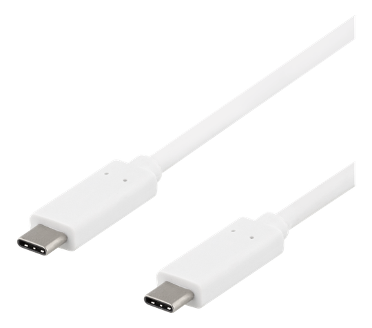 USB-C-kaapeli, 0,25 M, USB 3.1 Gen 1, 10 Gbps, 60 W, Valkoinen