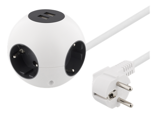 Pyöreä Haaroituspistorasia, 2 X USB-A 5 V 2,1 A, 4 X CEE 7/3 -liitäntää, 1 X CEE 7/7 -liitänt?