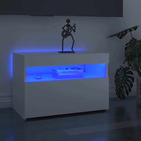 vidaXL TV-tasot LED-valoilla 2 kpl korkeakiilto valkoinen 60x35x40 cm