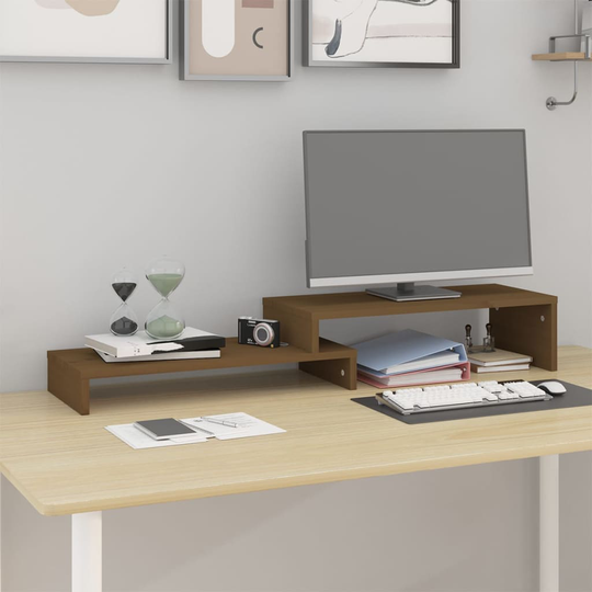 vidaXL Näyttökoroke hunajanruskea (52-101)x22x14 cm täysi mänty