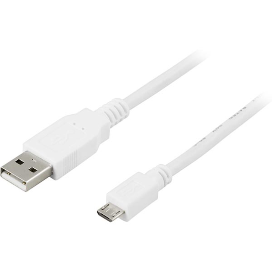 DELTACO USB 2.0 kaapeli A u - MicroB u 5-pin 0 25m Valkoinen