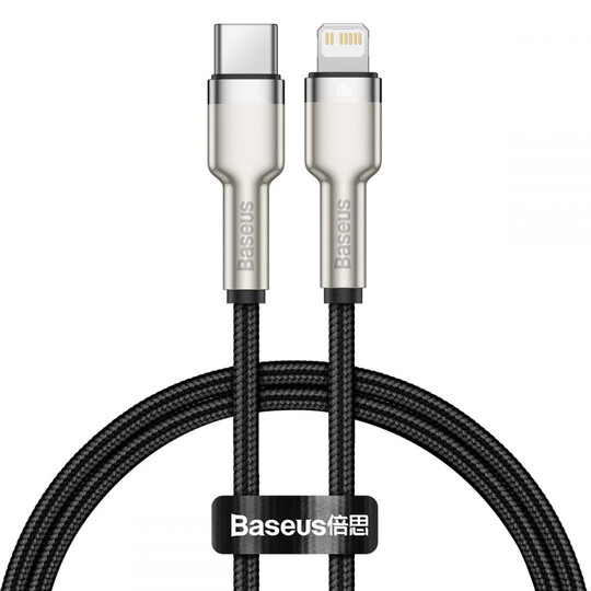 Baseus Cafule Metal USB-C - USB Lightning kaapeli 25cm 2.4A - musta