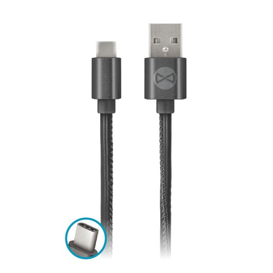 Forever Leather USB Type-C lataus- ja synkronointikaapeli 2A musta