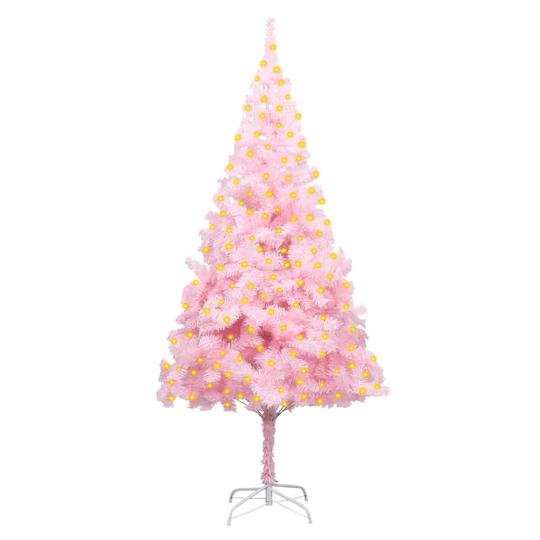 vidaXL Tekojoulukuusi LED-valoilla ja jalustalla pinkki 210 cm PVC