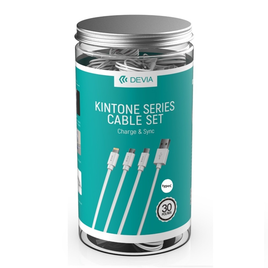 Devia Kintone 30 kpl setti USB-C-kaapeli valkoinen