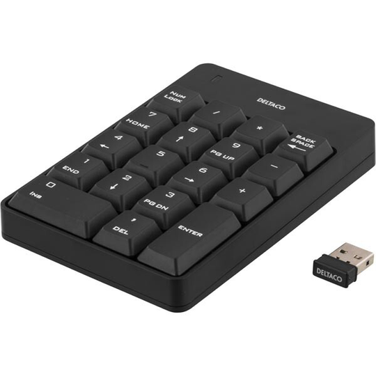Langaton Numeronäppäimistö, Nano Vastanotin, USB, 10m Kantama, Musta.