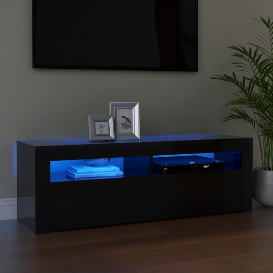 vidaXL TV-taso LED-valoilla korkeakiilto musta 120x35x40 cm